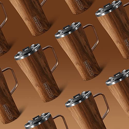 BrüMate Toddy 22oz 100% Leak Proof Insulated Coffee Mug with Handle & Lid - Stainless Steel Coffee Travel Mug - Double Walled Coffee Cup (Walnut)
