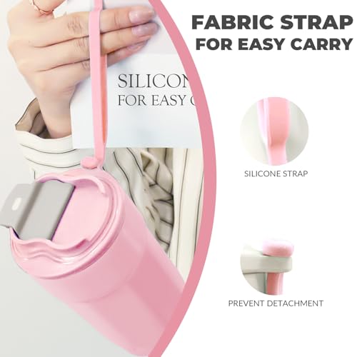 Puraville 12oz Stainless Steel Tumbler, Double Wall Vacuum Insulated Coffee Tumbler Travel Coffee Mug with Leak Proof Lid, Reusable Thermal Cup for Hot and Cold Drinks,Pink Grey