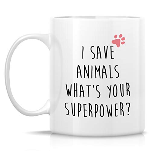 Retreez Funny Mug - I Save Animals What's Your Superpower Veterinarian 11 Oz Ceramic Coffee Mugs - Funny, Sarcasm, Inspirational birthday gifts for friends, coworkers, siblings, sister, brother