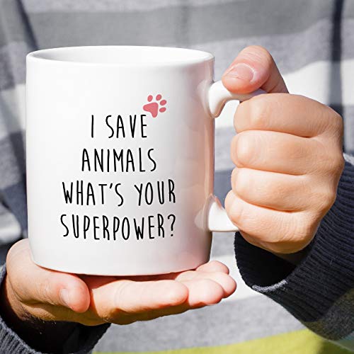 Retreez Funny Mug - I Save Animals What's Your Superpower Veterinarian 11 Oz Ceramic Coffee Mugs - Funny, Sarcasm, Inspirational birthday gifts for friends, coworkers, siblings, sister, brother