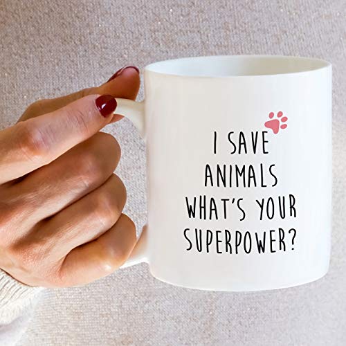 Retreez Funny Mug - I Save Animals What's Your Superpower Veterinarian 11 Oz Ceramic Coffee Mugs - Funny, Sarcasm, Inspirational birthday gifts for friends, coworkers, siblings, sister, brother