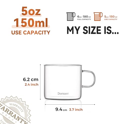 Modern 5oz Glass Teacups Set of 4