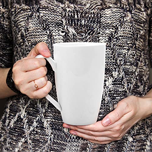 amhomel Porcelain Tea Mug with Infuser and Lid, 16 Ounce Ceramic Tea Cup for Loose Leaf, Coffee, Cocoa and Milk, Tea Gift for Tea Lovers, Set of 2(White)