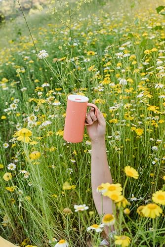 Ello Campy Vacuum Insulated Travel Mug with Leak-Proof Slider Lid and Comfy Carry Handle, Perfect for Coffee or Tea, BPA Free, Georgia Peach, 18oz