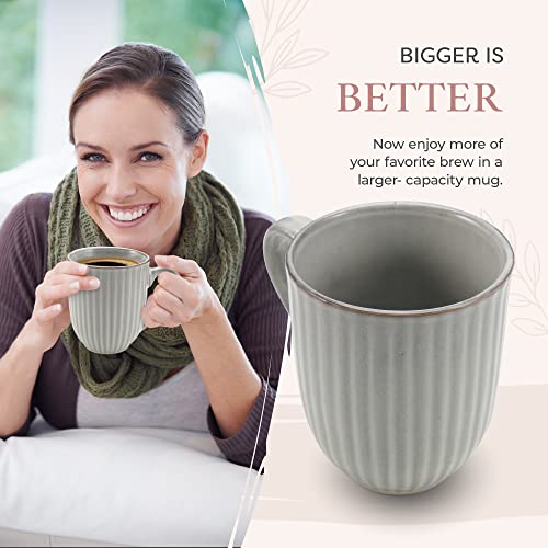 American Atelier Coffee Mug | Set of 4 | 14-Ounce | Large Handle | Use for Coffee, Tea, Latte, and Hot Chocolate | Coffee & Breakfast Bar, Kitchen Cups | Dishwasher and Microwave Safe (Gray)