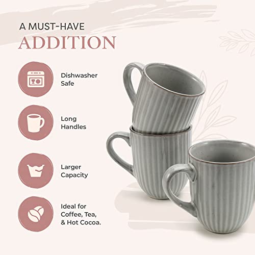 American Atelier Coffee Mug | Set of 4 | 14-Ounce | Large Handle | Use for Coffee, Tea, Latte, and Hot Chocolate | Coffee & Breakfast Bar, Kitchen Cups | Dishwasher and Microwave Safe (Gray)