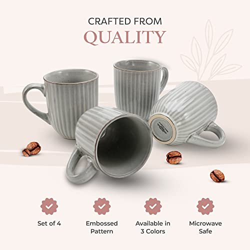 American Atelier Coffee Mug | Set of 4 | 14-Ounce | Large Handle | Use for Coffee, Tea, Latte, and Hot Chocolate | Coffee & Breakfast Bar, Kitchen Cups | Dishwasher and Microwave Safe (Gray)