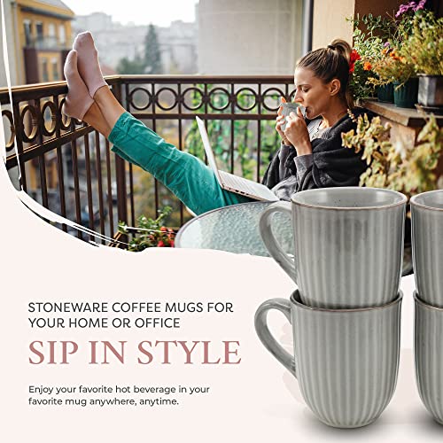 American Atelier Coffee Mug | Set of 4 | 14-Ounce | Large Handle | Use for Coffee, Tea, Latte, and Hot Chocolate | Coffee & Breakfast Bar, Kitchen Cups | Dishwasher and Microwave Safe (Gray)