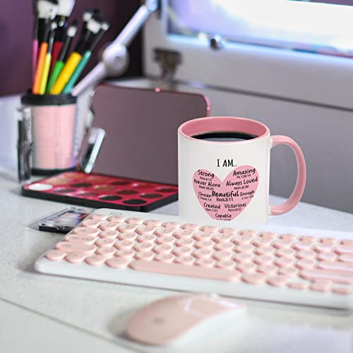Cabtnca Christian Gifts for Women, I Am Mug with Bible Verse, Religious Gifts, Inspirational Faith Encouragement Gifts for Women, Scripture Coffee Mugs for Women, Self Love Gifts, 11Oz