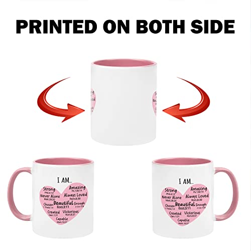 Cabtnca Christian Gifts for Women, I Am Mug with Bible Verse, Religious Gifts, Inspirational Faith Encouragement Gifts for Women, Scripture Coffee Mugs for Women, Self Love Gifts, 11Oz