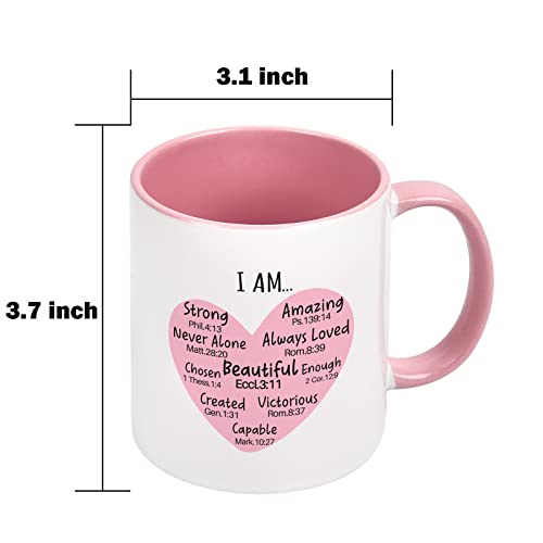 Cabtnca Christian Gifts for Women, I Am Mug with Bible Verse, Religious Gifts, Inspirational Faith Encouragement Gifts for Women, Scripture Coffee Mugs for Women, Self Love Gifts, 11Oz