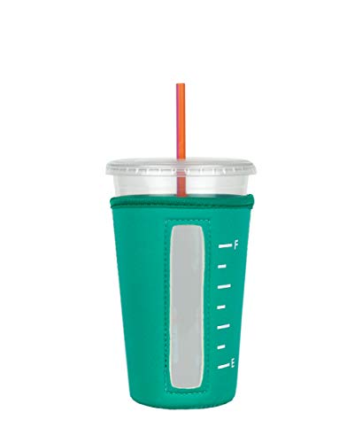 Insulated Neoprene Cup Sleeve/Holder for Iced Beverages, Coffee, and Tea (Teal, Medium)