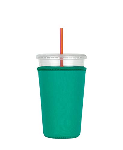 Insulated Neoprene Cup Sleeve/Holder for Iced Beverages, Coffee, and Tea (Teal, Medium)