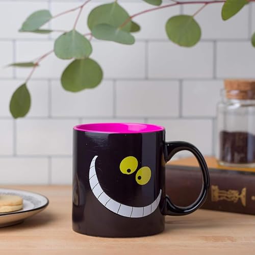 Silver Buffalo Disney Alice in Wonderland Cheshire Cat Curiouser and Curiouser Heat Reveal Ceramic Mug, 20 Ounces