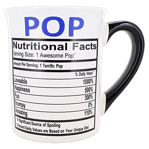 Pop Mug, Pop Gifts, Ceramic 16oz. Nutritional Facts Pop Coffee Mug, Best Pop Mug, Gifts for Papa, Grandpa