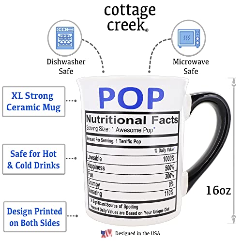 Pop Mug, Pop Gifts, Ceramic 16oz. Nutritional Facts Pop Coffee Mug, Best Pop Mug, Gifts for Papa, Grandpa
