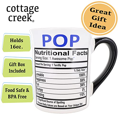 Pop Mug, Pop Gifts, Ceramic 16oz. Nutritional Facts Pop Coffee Mug, Best Pop Mug, Gifts for Papa, Grandpa