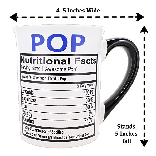 Pop Mug, Pop Gifts, Ceramic 16oz. Nutritional Facts Pop Coffee Mug, Best Pop Mug, Gifts for Papa, Grandpa