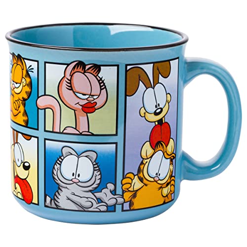 Silver Buffalo Garfield Grid Characters Ceramic Camper Coffee Mug, 20 Ounces, Garfield Grid Characters (20 Ounces), 20oz
