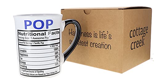 Pop Mug, Pop Gifts, Ceramic 16oz. Nutritional Facts Pop Coffee Mug, Best Pop Mug, Gifts for Papa, Grandpa