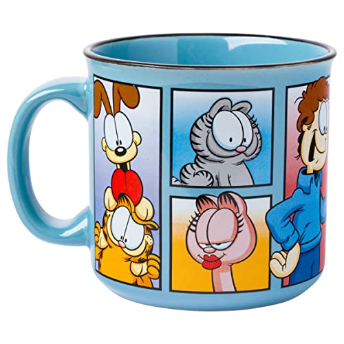 Silver Buffalo Garfield Grid Characters Ceramic Camper Coffee Mug, 20 Ounces, Garfield Grid Characters (20 Ounces), 20oz