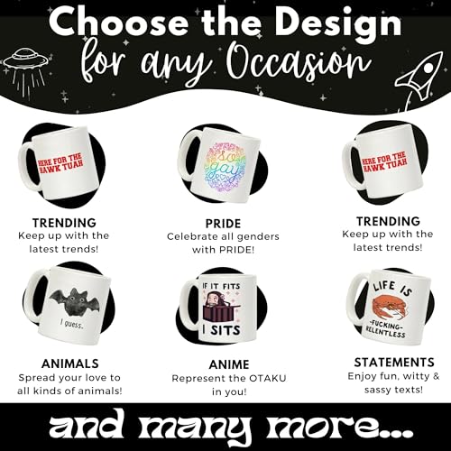 LookHUMAN Tarot Card Ceramic Coffee Mug - The Tower of Pancakes Card Design Cute Coffee Cups, Double-sided Print Cool Coffee Cup, Dishwasher Safe Novelty Coffee Mugs for Women & Men, 15oz