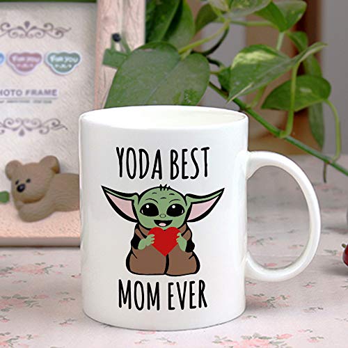 LOZACHE Baby Yoda Gifts for Mom, 11oz Best Mom Ever Coffee Mug for New Mom To Be Mama Women Mothers' Day Gift Birthday Christmas Gift idea Present from Daughter Son Husband (Yoda Mom)