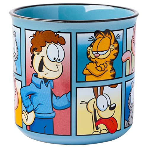Silver Buffalo Garfield Grid Characters Ceramic Camper Coffee Mug, 20 Ounces, Garfield Grid Characters (20 Ounces), 20oz