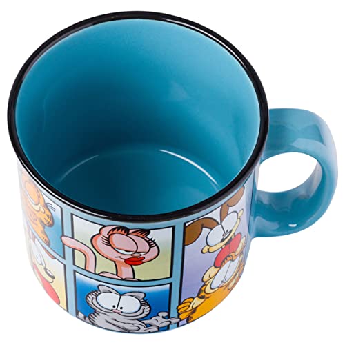 Silver Buffalo Garfield Grid Characters Ceramic Camper Coffee Mug, 20 Ounces, Garfield Grid Characters (20 Ounces), 20oz