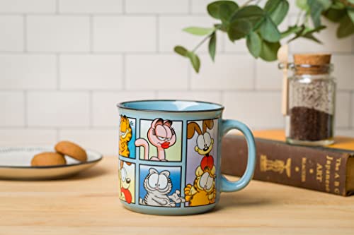 Silver Buffalo Garfield Grid Characters Ceramic Camper Coffee Mug, 20 Ounces, Garfield Grid Characters (20 Ounces), 20oz