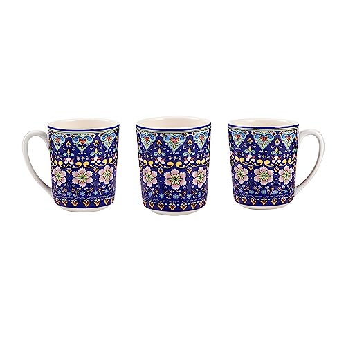 Bico Mandala Kaleidoscope Ceramic Mugs, Set of 4, for Coffee, Tea, Drinks, Microwave & Dishwasher Safe