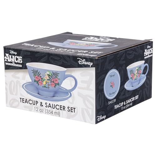 Silver Buffalo Alice in Wonderland Oh My Boxed Ceramic Teacup and Saucer, 12 Ounces