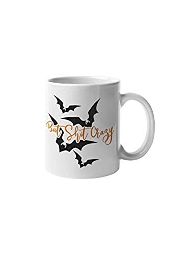 Bat Shat Crazy Coffee Mug Funny Cute Halloween Fall Seasonal Motivation Inspiration 11-ounce White Ceramic Cup CMP00107