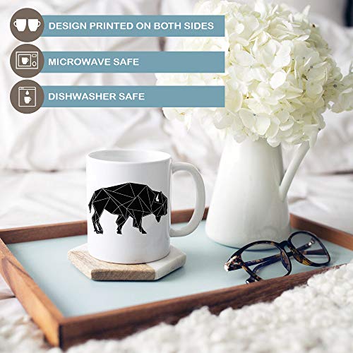 Buffalo Coffee Mug | Geometric Animal Coffee Mug | Animals Mug | Microwave and Dishwasher Safe