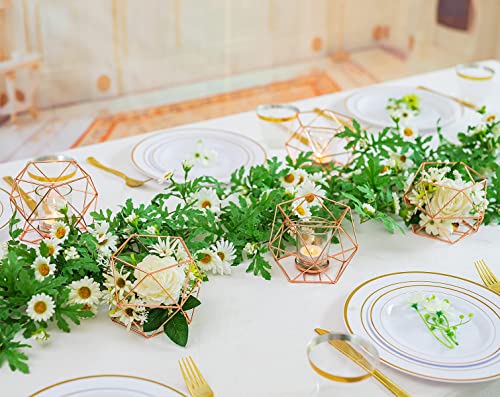 Hewory Geometric Tealight Candle Holders Gold, Modern Metal Geo Wedding Centerpieces for Table, Votive Candle Stand Accent for Tea Light for Home Shelf Mantel Christmas Birthday Party Decor, 2pcs