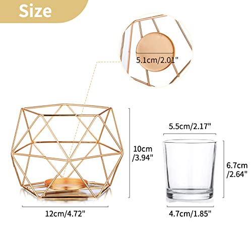 NUPTIO Tea Light Candle Holders - Votive Candle Holder for Tealight & Pillar Candles Geometric Gold Candle Stand for Wedding Table Reception Decor Birthday Party Gifts Home Mantel Centrepieces, 6 Pcs