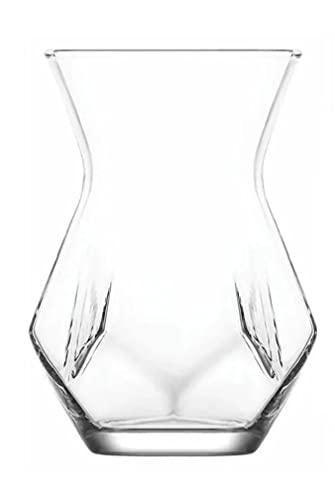 12 Pieces LOVE Turkish Tea Glasses with Saucers Set of 6, Geometric Design, 5 Oz