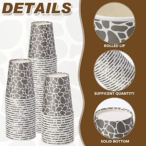 100 Pack 9 oz Paper Cups Paper Disposable Coffee Cups 9 oz Geometric Hot or Cold Beverage Drinking Cup for Water Juice Coffee or Tea
