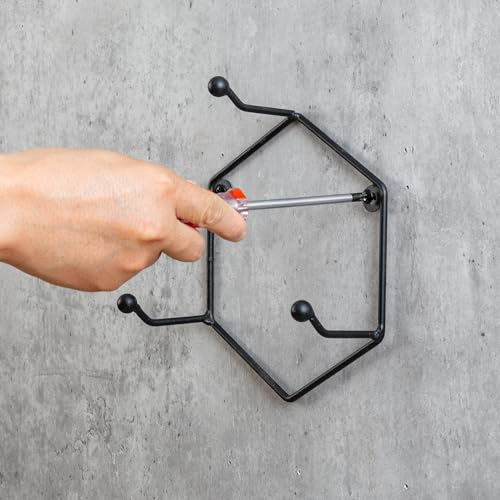 MyGift Modern Wall Mounted Mug Holder Coffee Mug Racks, Geometric Black Metal 9 Cup Rack Holder, Set of 3