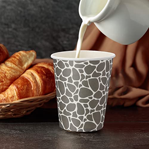 100 Pack 9 oz Paper Cups Paper Disposable Coffee Cups 9 oz Geometric Hot or Cold Beverage Drinking Cup for Water Juice Coffee or Tea
