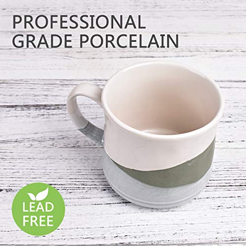 Bosmarlin Large Stoneware Coffee Mug, Big Tea Cup for Office and Home, 21 Oz, Dishwasher and Microwave Safe, 1 PCS (Geometry-Green)