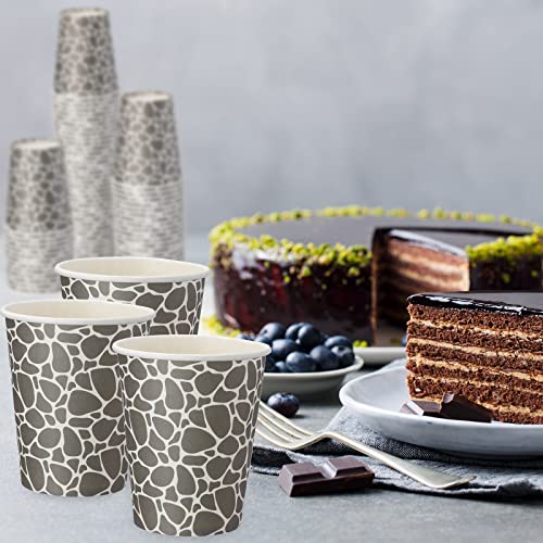 100 Pack 9 oz Paper Cups Paper Disposable Coffee Cups 9 oz Geometric Hot or Cold Beverage Drinking Cup for Water Juice Coffee or Tea