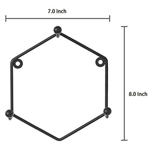 MyGift Modern Wall Mounted Mug Holder Coffee Mug Racks, Geometric Black Metal 9 Cup Rack Holder, Set of 3