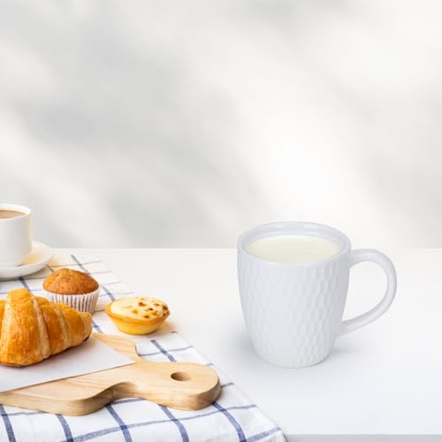 Schliersee 17 OZ White Coffee Mugs Set 6, Ceramic Coffee Mug, Geometric Pattern Coffee Cups for Latte, Hot Tea, Cappuccino, Mocha, Cocoa, Tea