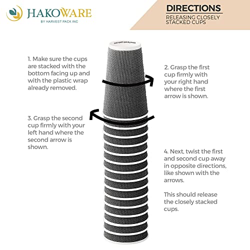 [100 SET]Harvest Pack 12 oz Disposable Coffee Cups, Insulated Ripple Double-Walled Paper Cup with Lid, Black and White Geometric, Tea Hot Chocolate Drinks To go coffee cups