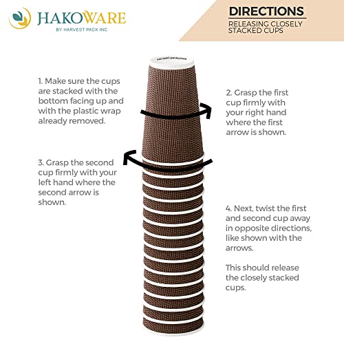 [150 SET]Harvest Pack 8 oz Disposable Coffee Cups, Insulated Ripple Double-Walled Paper Cup with Lid, Brown Geometric, Tea Hot Chocolate Drinks To go coffee cups