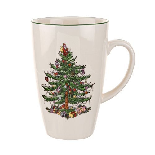Spode Christmas Tree Latte Mug | Holiday Coffee Cup | 22-Ounce Capacity | Use for Tea and Hot Cocoa| Made of Fine Earthenware| Dishwasher and Microwave Safe