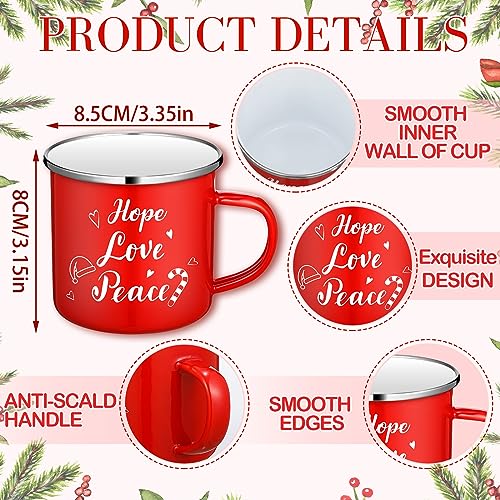 Suttmin 16 Pcs Christmas Enamel Winter Holiday Coffee Mugs with Quotes 12 Oz Seasonal Merry Christmas Mugs White and Red Cups Funny Novelty Xmas Coffee Mugs for Women, Coworkers, Kids (Snow)