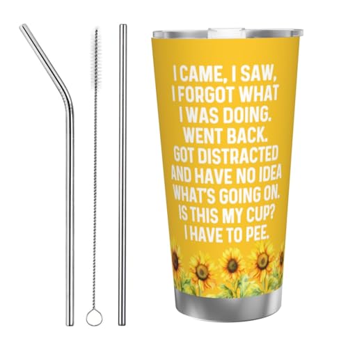 Adimidy I Came I Saw I Forgot What I Was Doing Tumbler Coffee Tumbler 20 oz Tumbler with Lid and Straw Insulated Tumbler Stainless Steel Tumbler