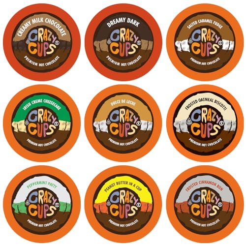Crazy Cups Seasonal Premium Hot Chocolate Single Serve Cups for Keurig K Cup Brewers Variety Pack Sampler, 20 Count